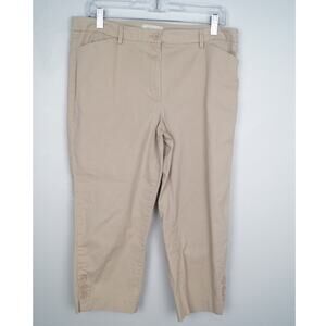 Talbots Outlet Capri Chino Button Hem Ankle Detail Pants Tan IN5324 Size 12